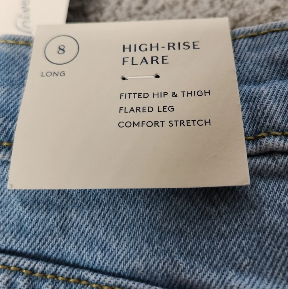 Women's High-Rise Flare Jeans - Universal Thread Light Wash 8 Long - Picture 10 of 16